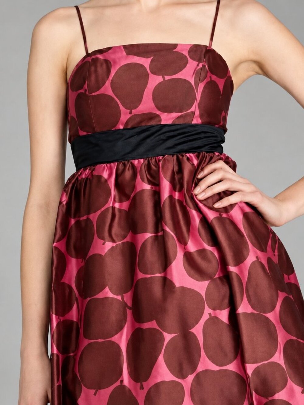 Juicy Couture 100% Silk Pink Apple Print Bubble Hem Dress Size 6